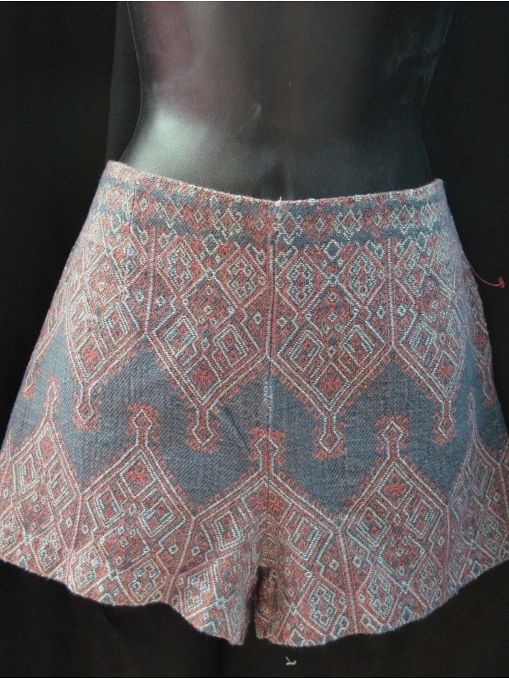 Ecote High-Waist Woven Shorts in Rust and Denim Blue
